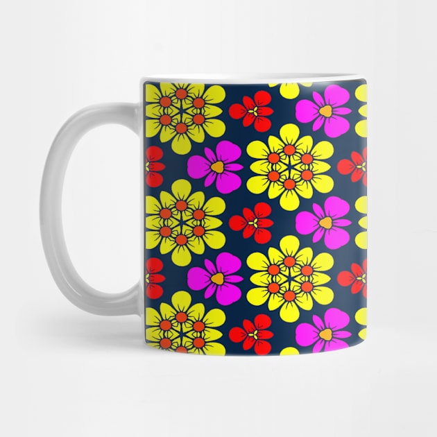 Yellow and Pink Flower Pattern by PatternFlower